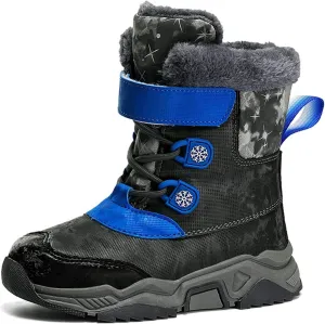Kids Winter Snow Boots Cozy Fleece Snow Boots Toddler Non-Slip Walking Shoes Faux Fur Boys Girls Warm Outdoor Shoes