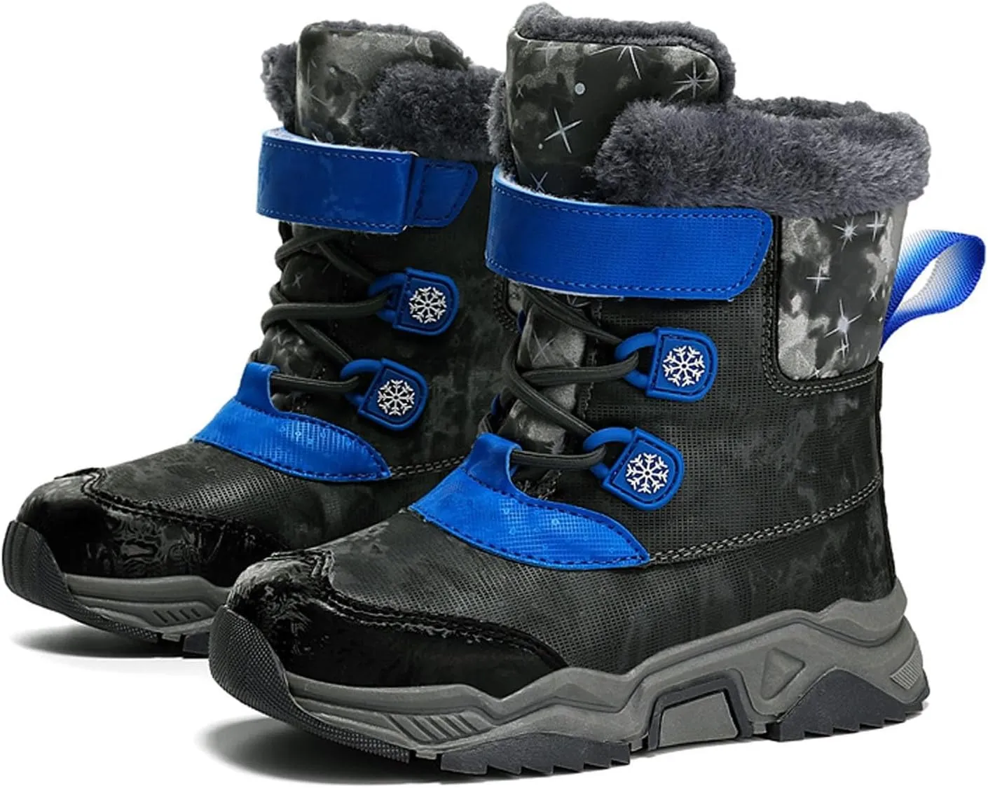 Kids Winter Snow Boots Cozy Fleece Snow Boots Toddler Non-Slip Walking Shoes Faux Fur Boys Girls Warm Outdoor Shoes