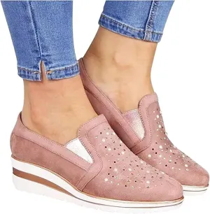 Ladmiple Shoes For Women Sneakers Trendy Walking Shoes Slip on Lady Fashion Gym Non Slip Platform Tennis Running Shoes
