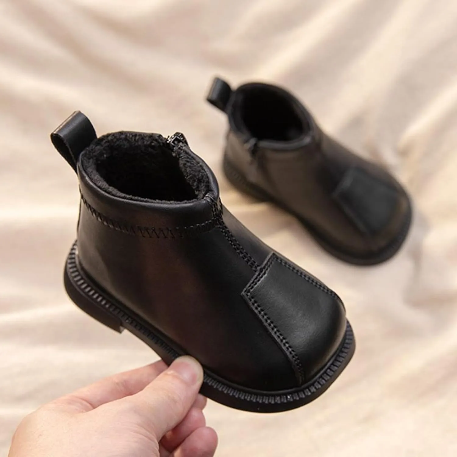 Little Boys Girls Classic Ankle Boots Toddler Water-proof PU Leather Fall Winter Simple Size 11 Toddler Girl Boots