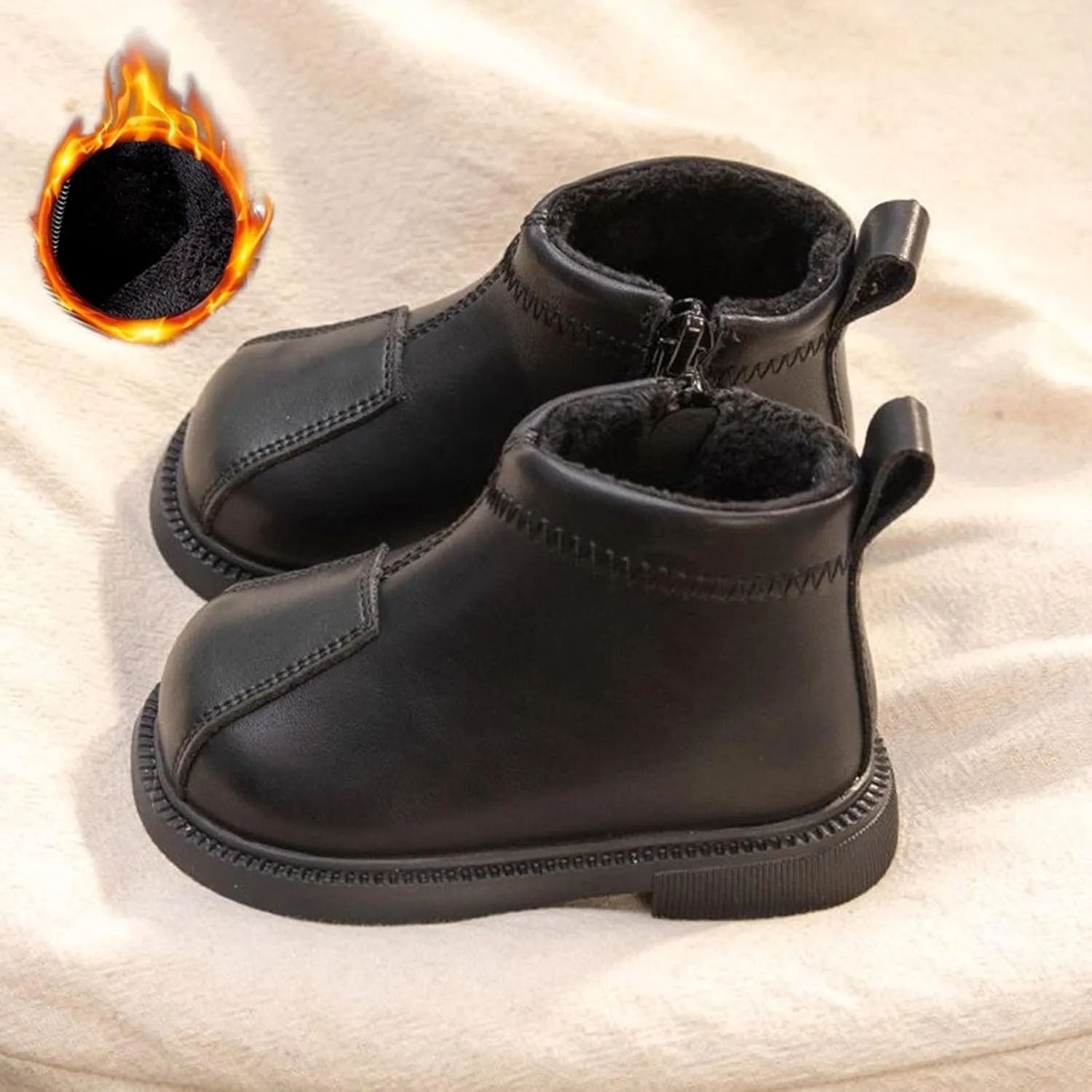 Little Boys Girls Classic Ankle Boots Toddler Water-proof PU Leather Fall Winter Simple Size 11 Toddler Girl Boots