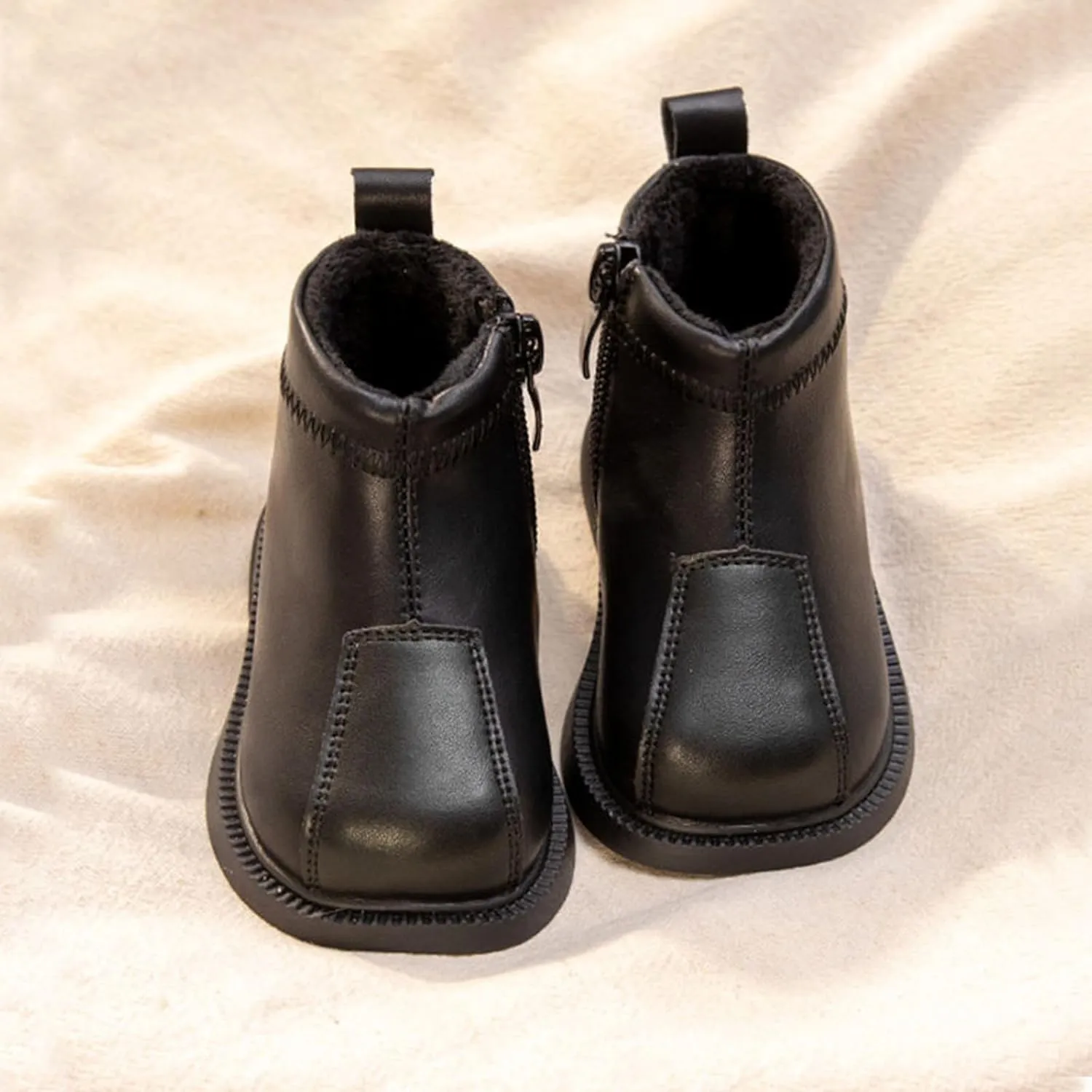 Little Boys Girls Classic Ankle Boots Toddler Water-proof PU Leather Fall Winter Simple Size 11 Toddler Girl Boots