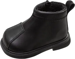 Little Boys Girls Classic Ankle Boots Toddler Water-proof PU Leather Fall Winter Simple Size 11 Toddler Girl Boots