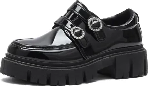 Loafers for Women, Comfortable Platform Chunky Loafers Women, Patent Leather Loafers Women, Fashion Penny Loafers Ladies Business Causal Work Shoes