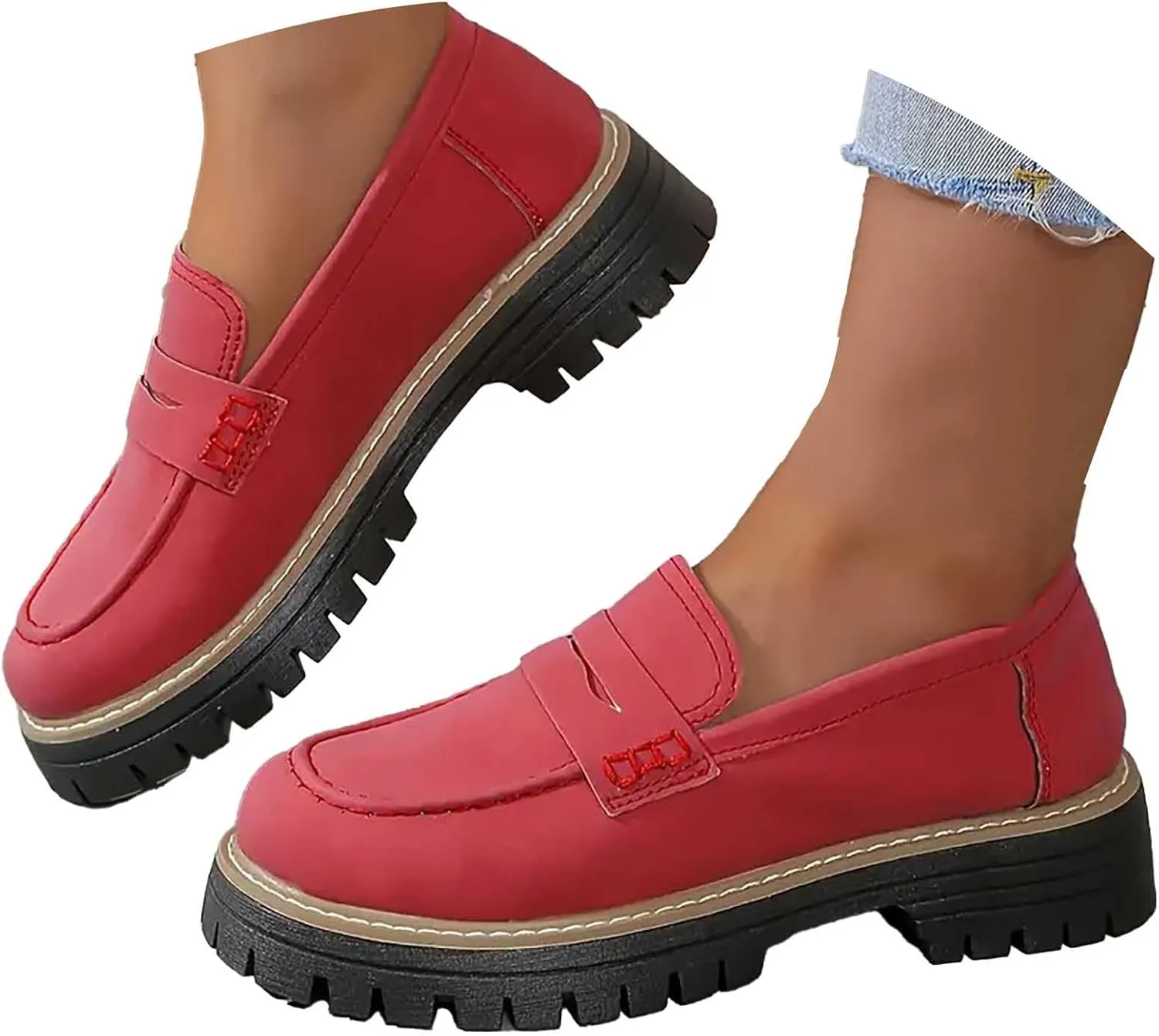 Loafers for Women Platform Slip On Loafers Dressy Business Shoe Comfortable Chunky Shoes Casual Work Shoes