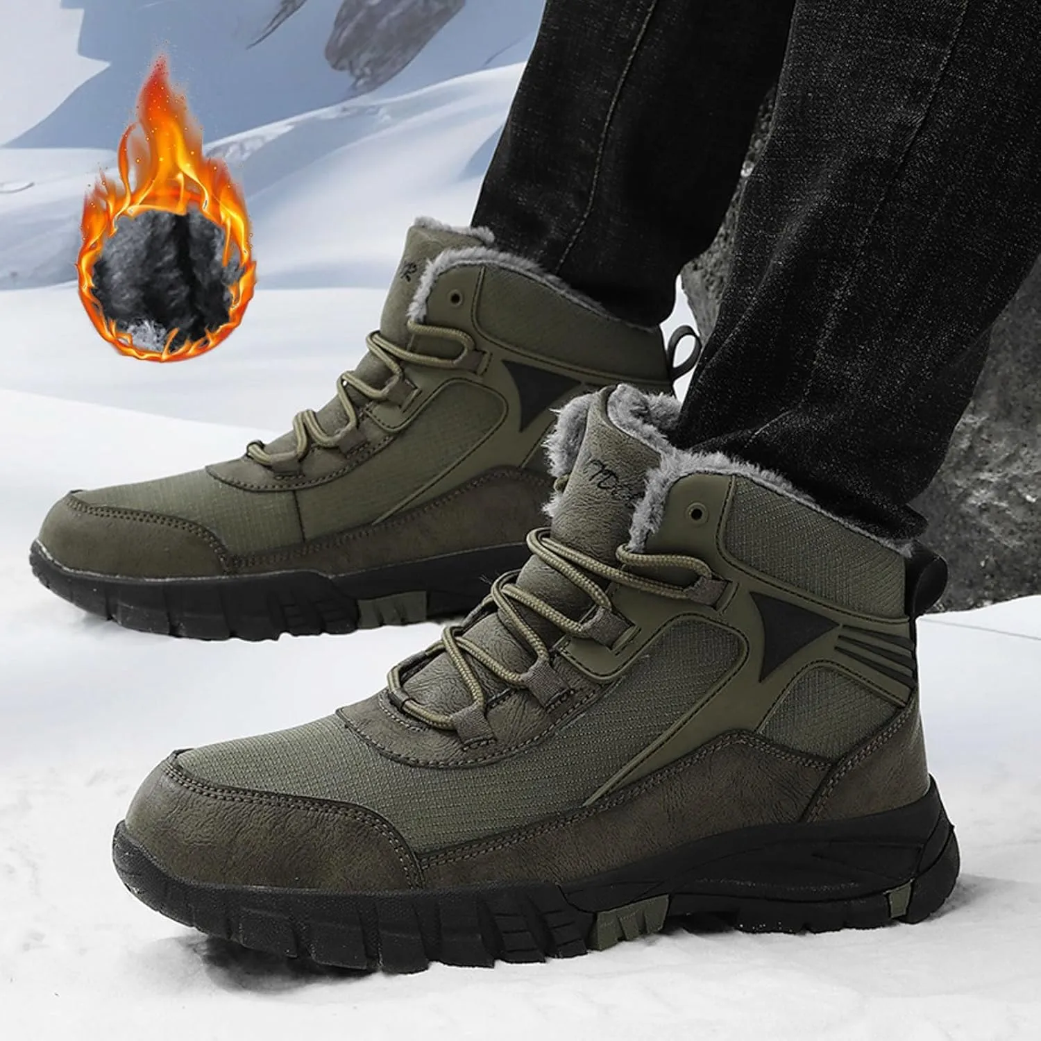 Men Snow Boots Fashionable New Pattern Simple Solid Color Autumn and Winter Thickened Warm Snow Shoes for Men Size 12