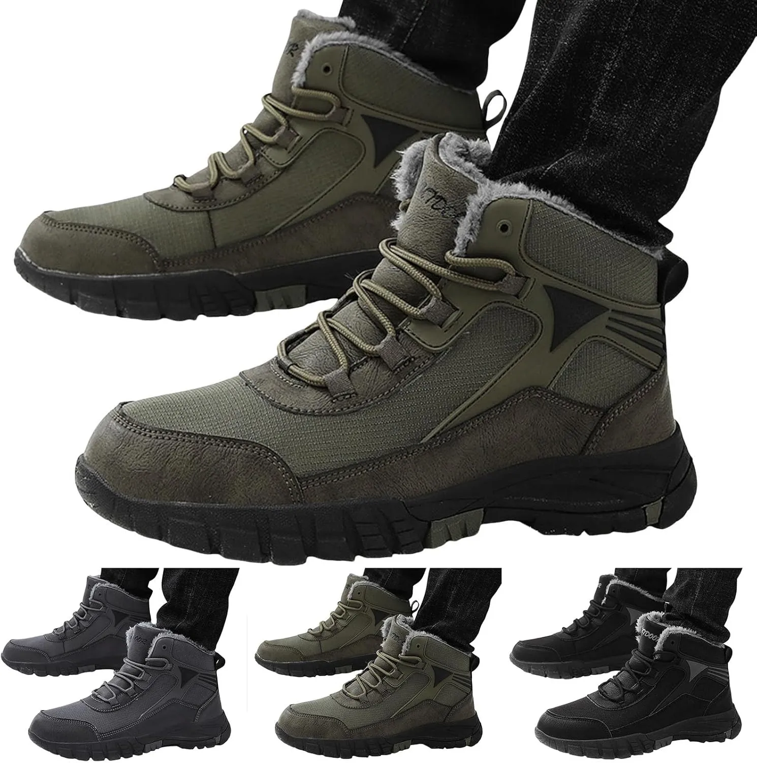 Men Snow Boots Fashionable New Pattern Simple Solid Color Autumn and Winter Thickened Warm Snow Shoes for Men Size 12