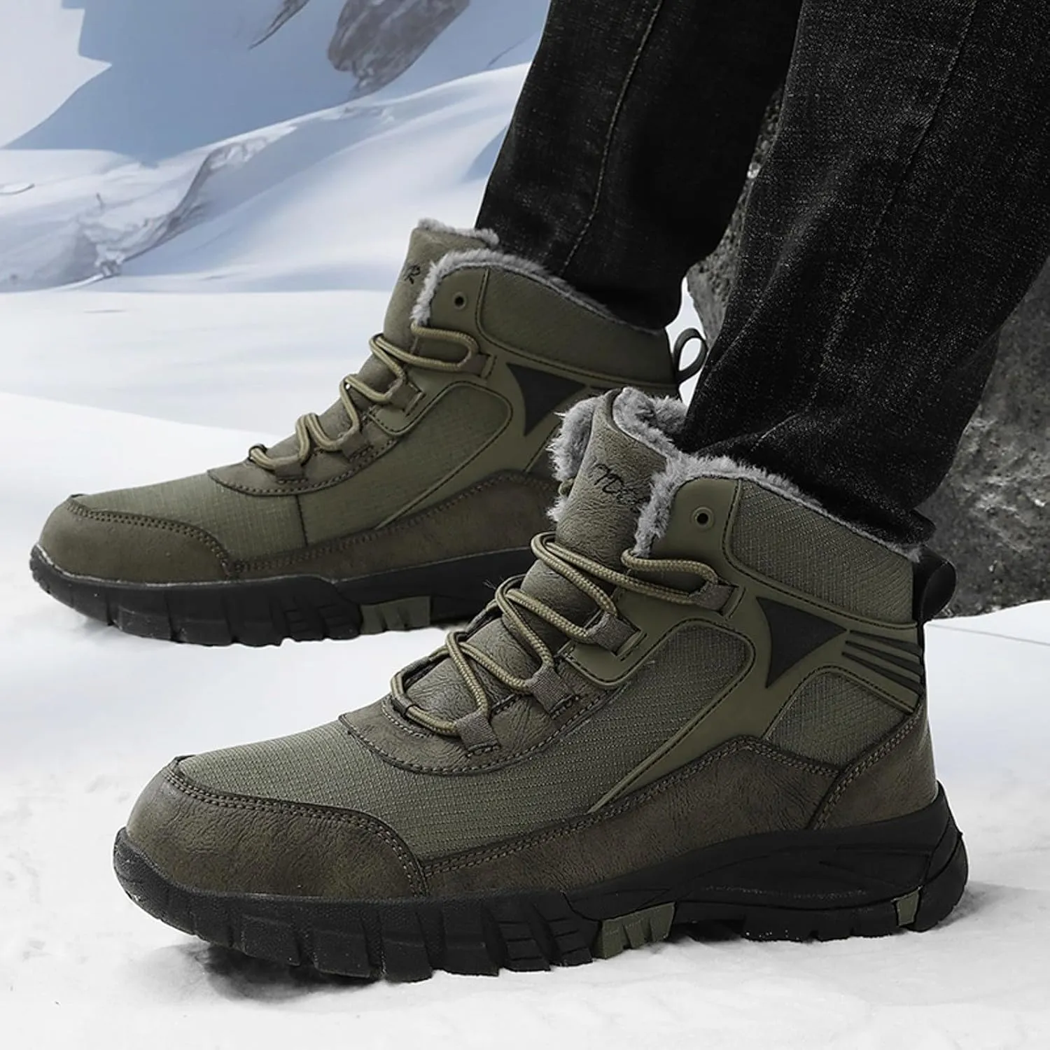Men Snow Boots Fashionable New Pattern Simple Solid Color Autumn and Winter Thickened Warm Snow Shoes for Men Size 12