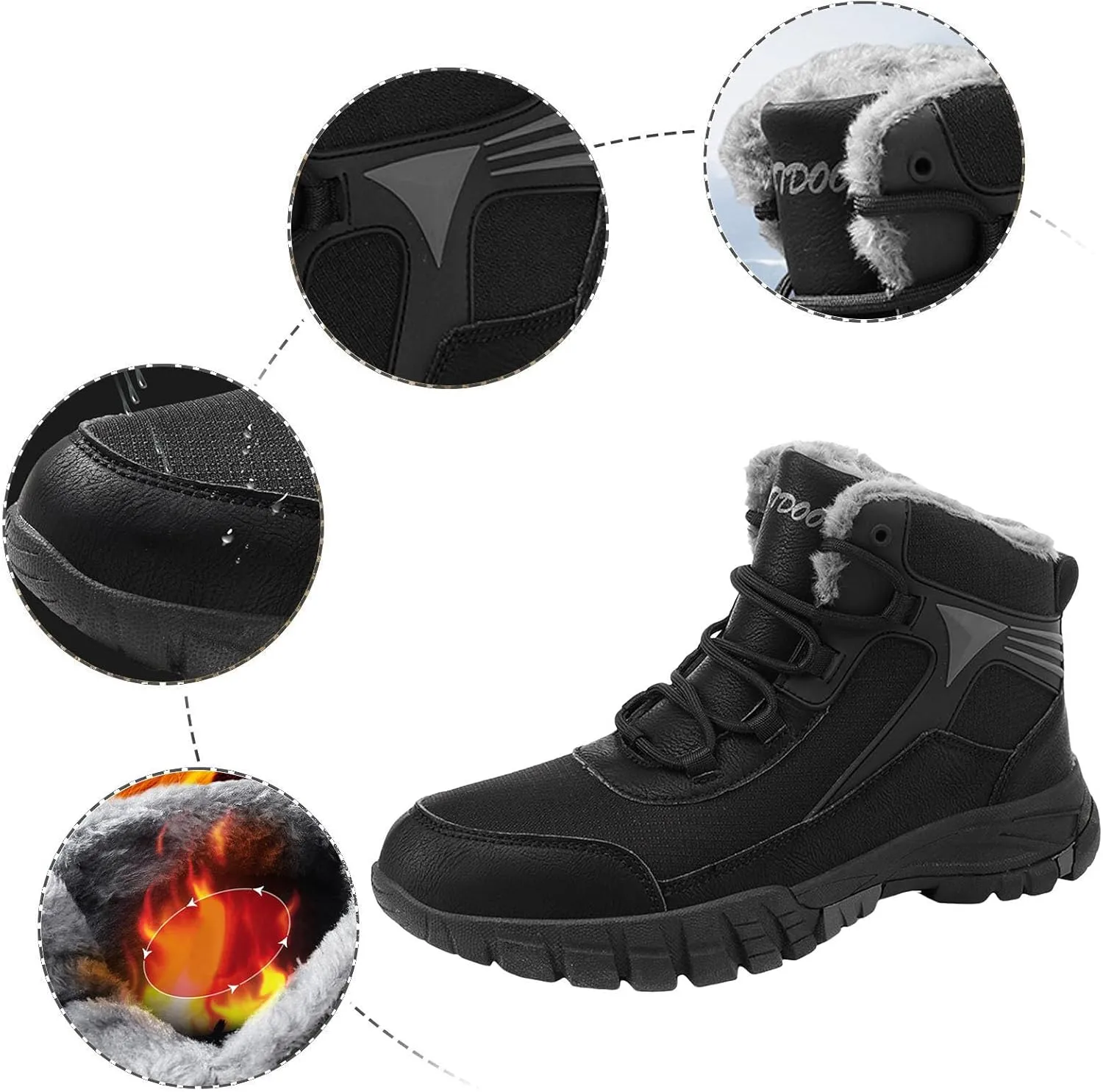 Men Snow Boots Fashionable New Pattern Simple Solid Color Autumn and Winter Thickened Warm Snow Shoes for Men Size 12