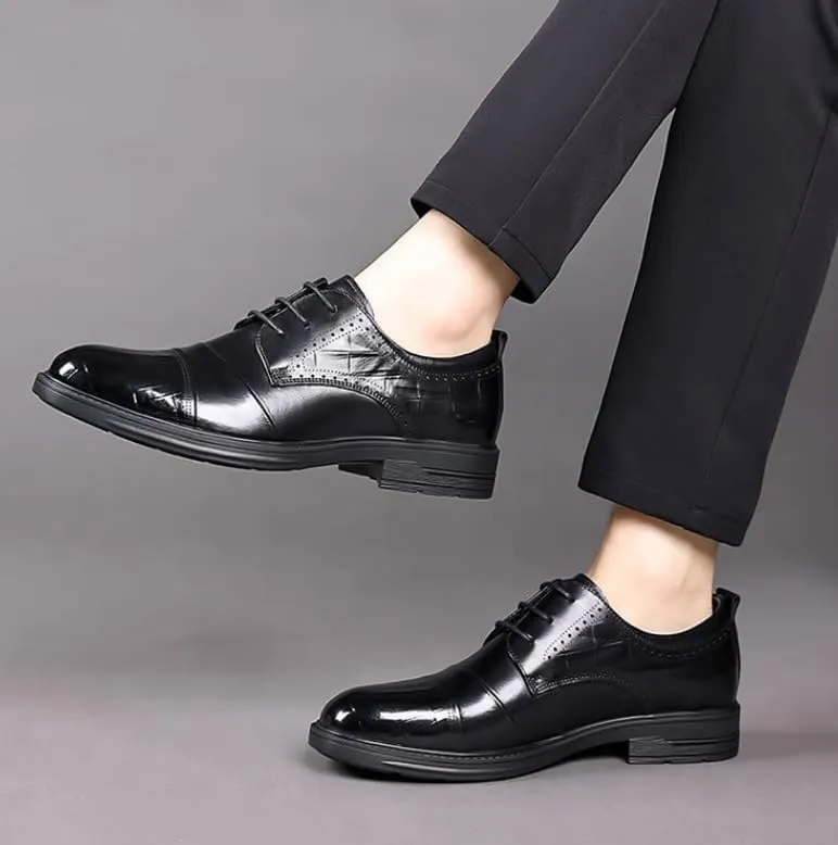 Men's Brogue Oxford Shoes Mens Patent Leather Formal Business Dress Shoes Classic Lace Up Brogue Shoes(10)