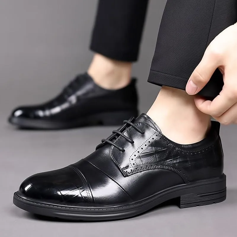Men's Brogue Oxford Shoes Mens Patent Leather Formal Business Dress Shoes Classic Lace Up Brogue Shoes(10)