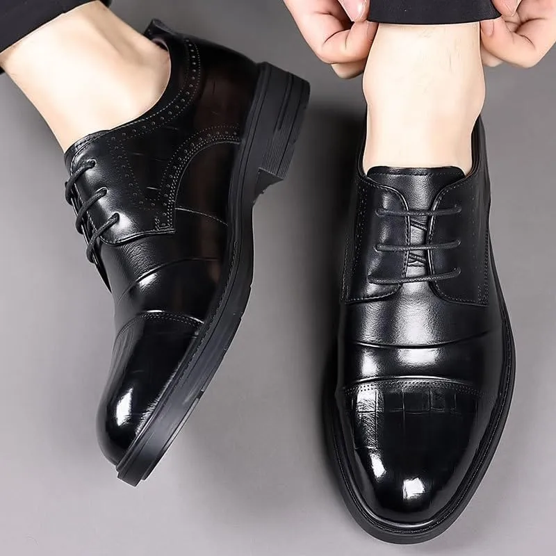 Men's Brogue Oxford Shoes Mens Patent Leather Formal Business Dress Shoes Classic Lace Up Brogue Shoes(10)