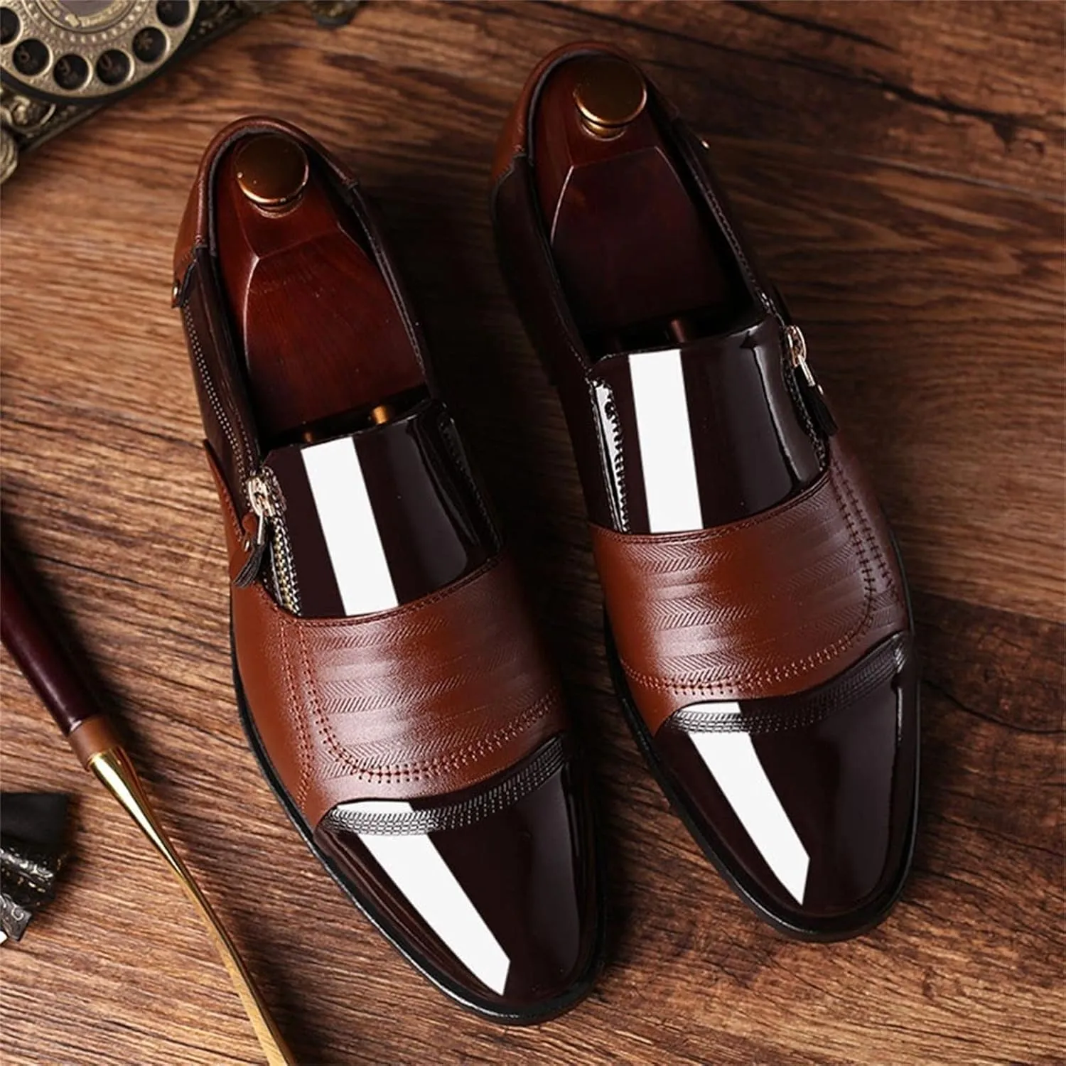 Mens Business Casual Comfort Shoes Classical Style Men's Breathable Hollow Business Men's Dress Shoes Size 11 Black