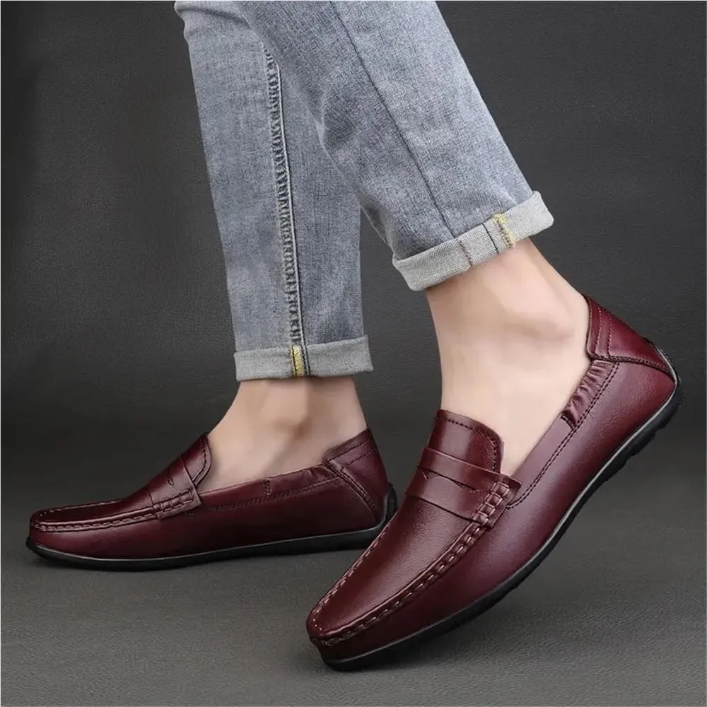 Mens Business Casual Loafers Leather Slip On for Office Work Wedding Comfortable Lightweight Dress Shoes