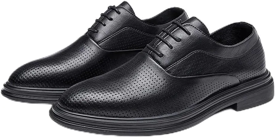 Men's Business Formal Wear Casual Shoe Men's Breathable Hollow Dress Shoes Mens Leather Shoes Black Soft Leather Soft Bottom Prom Wedding Tuxedo Best Man