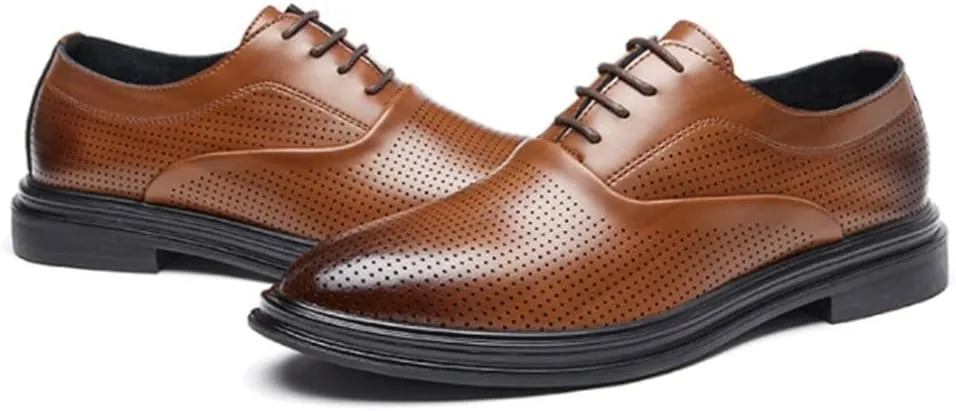 Men's Business Formal Wear Casual Shoe Men's Breathable Hollow Dress Shoes Mens Leather Shoes Black Soft Leather Soft Bottom Prom Wedding Tuxedo Best Man