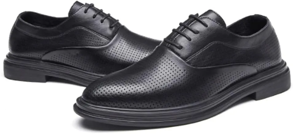 Men's Business Formal Wear Casual Shoe Men's Breathable Hollow Dress Shoes Mens Leather Shoes Black Soft Leather Soft Bottom Prom Wedding Tuxedo Best Man