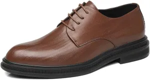 Men's Business Lace Up Dress Shoes Mens Fashion Classic Pointed Toe Leather Oxford Shoes Non-Slip Softsole Walking Shoes(Brown,8)
