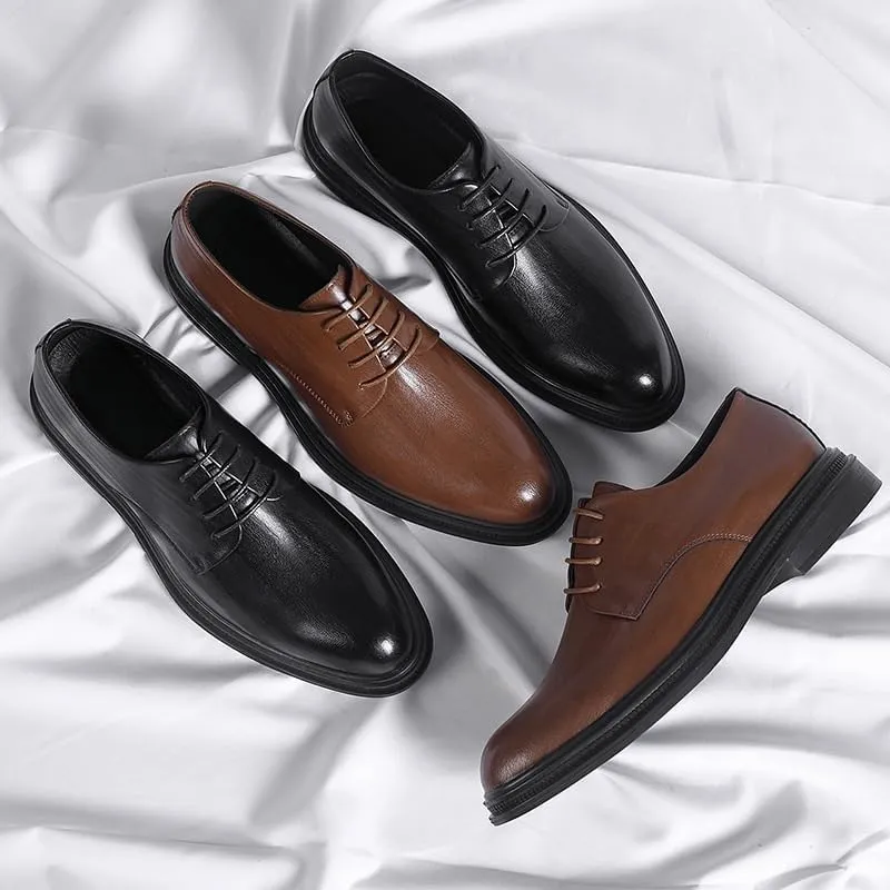 Men's Business Lace Up Dress Shoes Mens Fashion Classic Pointed Toe Leather Oxford Shoes Non-Slip Softsole Walking Shoes(Brown,8)