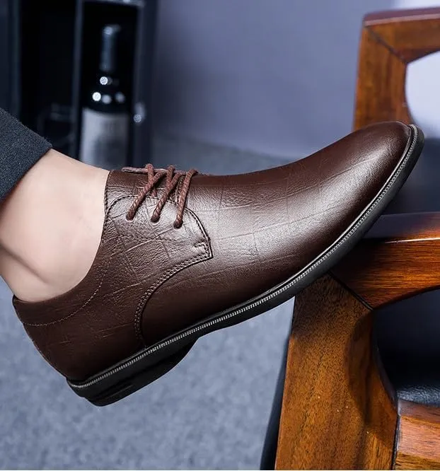 Men's Bussiness Formal Oxfords Genuine Leather Classic Slip On Dress Shoes Non-Slip Casual Derby Shoe for Men