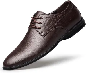 Men's Bussiness Formal Oxfords Genuine Leather Classic Slip On Dress Shoes Non-Slip Casual Derby Shoe for Men