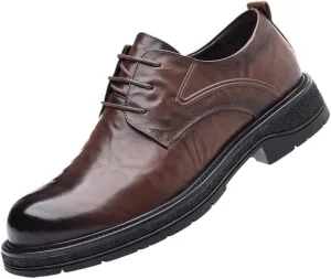 Men's Casual Business Formal Leather Oxford Shoes Men Black Round Toe Soft Rubber Sole Dress Shoes
