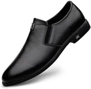 Men's Casual Business Formal Shoes Genuine Leather Oxford Shoes Mens Slip On Wingtip Derby Shoes(Black,7)