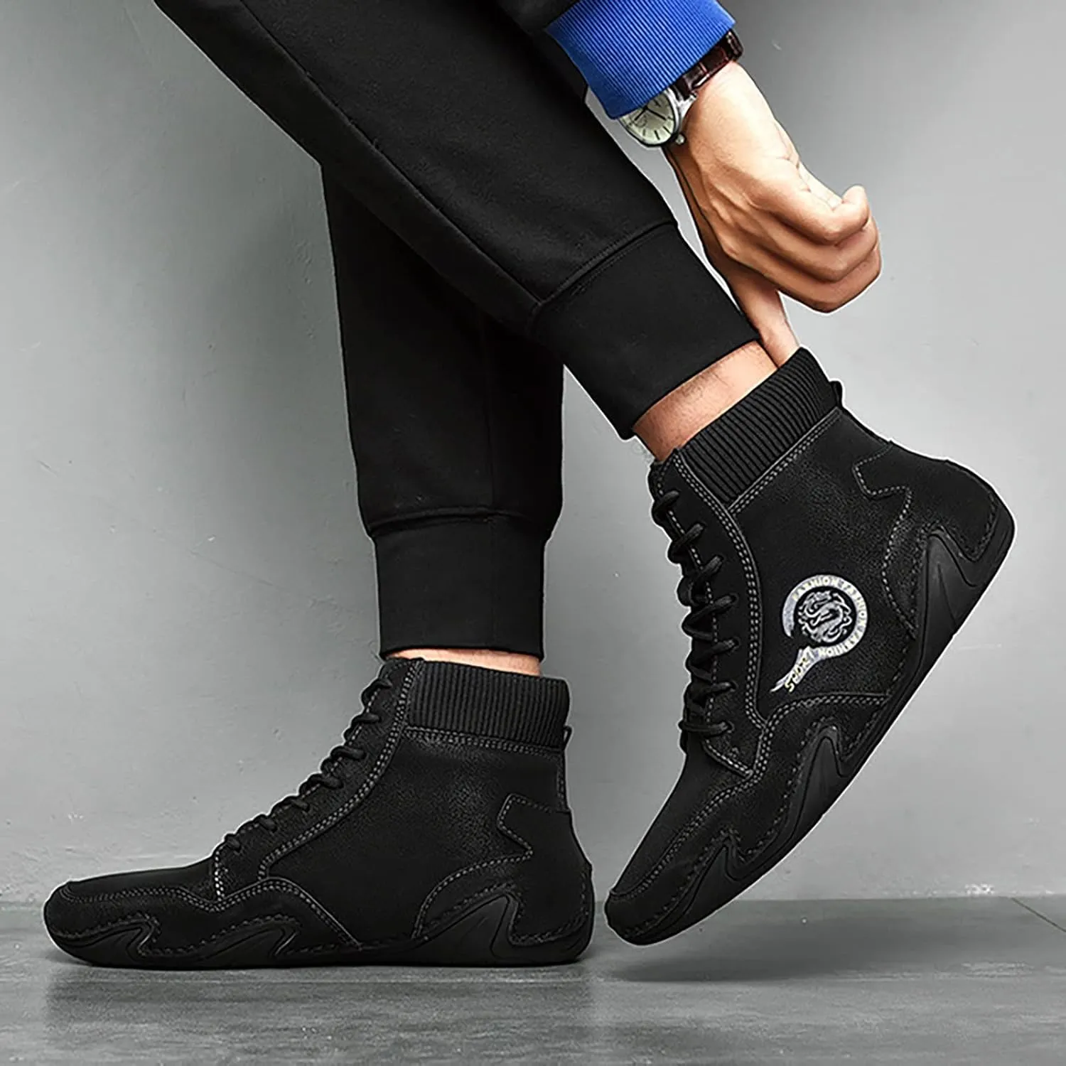 Men's Casual Shoes Korean Version High Top Round Toe Breathable Daily Dad's Shoes Mens Lite Adapt Sneaker