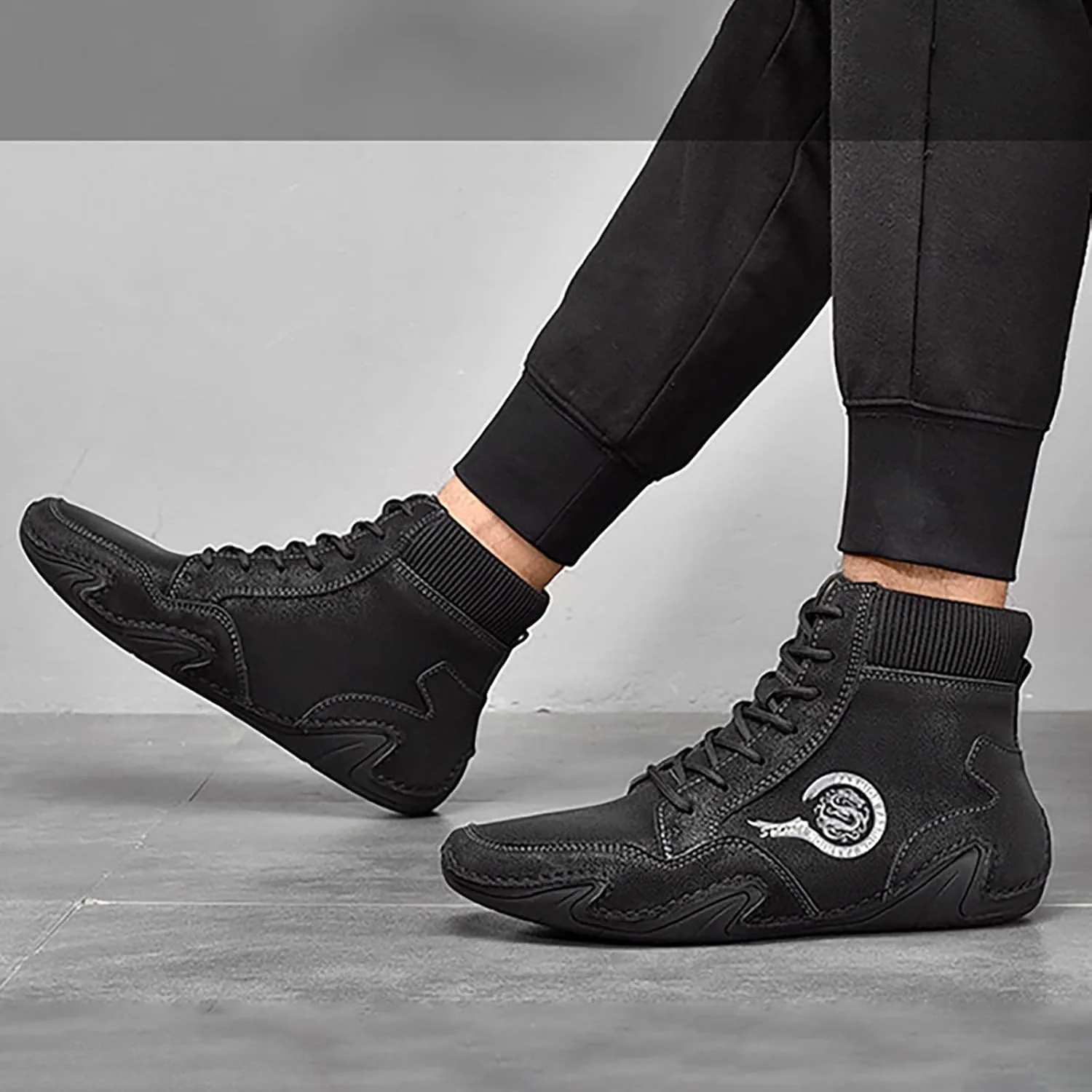 Men's Casual Shoes Korean Version High Top Round Toe Breathable Daily Dad's Shoes Mens Lite Adapt Sneaker