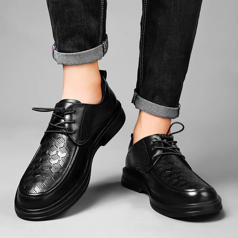 Men's Classic Formal Dress Shoes Mens Breathable Patent Leather Dress Shoes Modern Printed Wedding Office Work Derby Shoes(8.5)