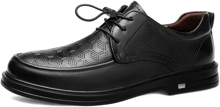 Men's Classic Formal Dress Shoes Mens Breathable Patent Leather Dress Shoes Modern Printed Wedding Office Work Derby Shoes(8.5)