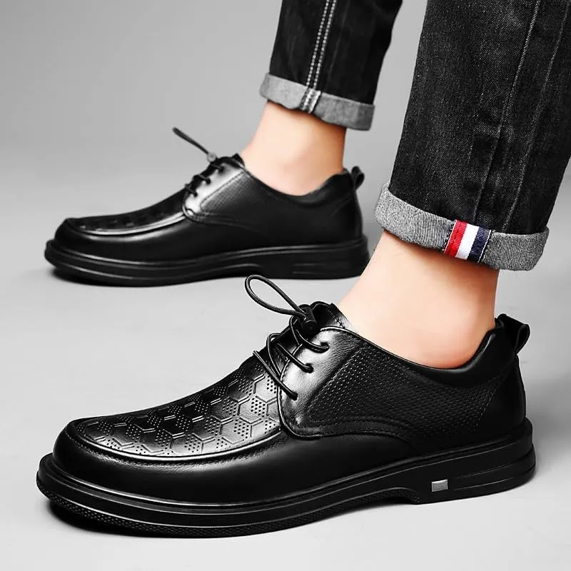 Men's Classic Formal Dress Shoes Mens Breathable Patent Leather Dress Shoes Modern Printed Wedding Office Work Derby Shoes(8.5)