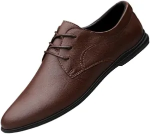Men's Classic Lace Up Comfort Leather Shoes Modern Low Top Non Slip Office Oxfords