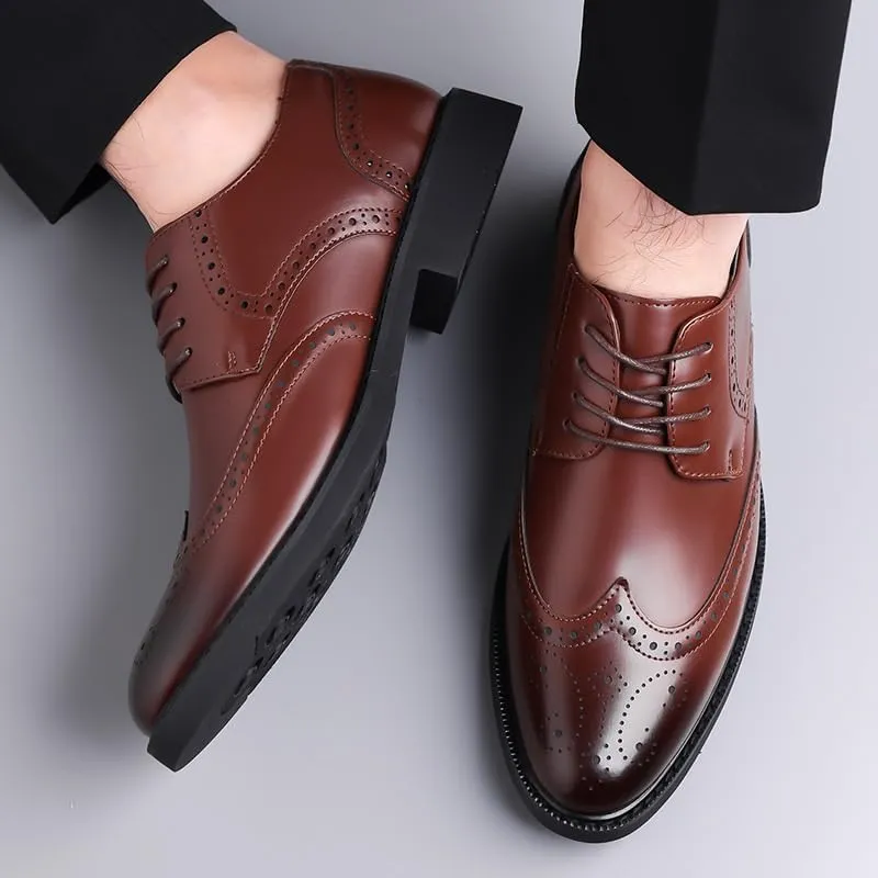 Men's Classic Lace-up Formal Casual Business Oxfords Mens Casual Retro Wedding Work Dress Shoes for Men
