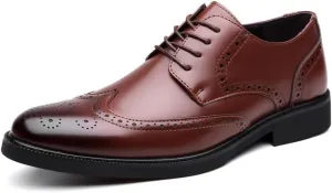 Men's Classic Lace-up Formal Casual Business Oxfords Mens Casual Retro Wedding Work Dress Shoes for Men