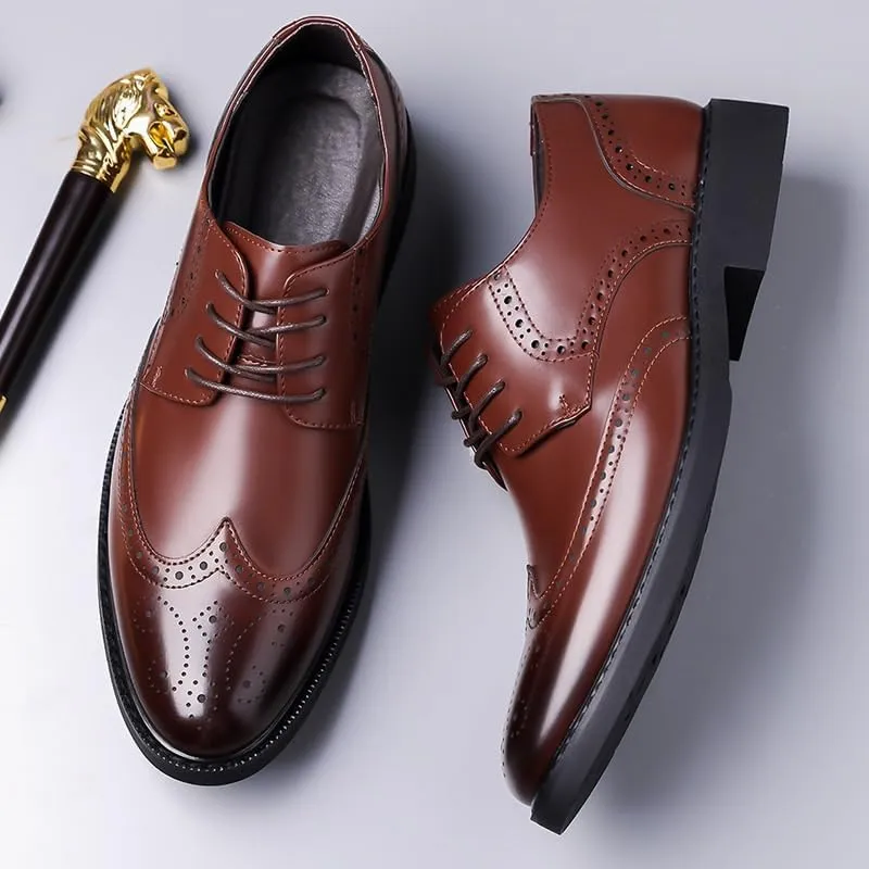 Men's Classic Lace-up Formal Casual Business Oxfords Mens Casual Retro Wedding Work Dress Shoes for Men