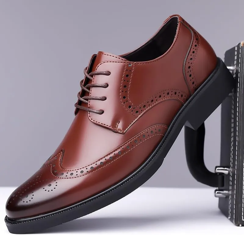 Men's Classic Lace-up Formal Casual Business Oxfords Mens Casual Retro Wedding Work Dress Shoes for Men