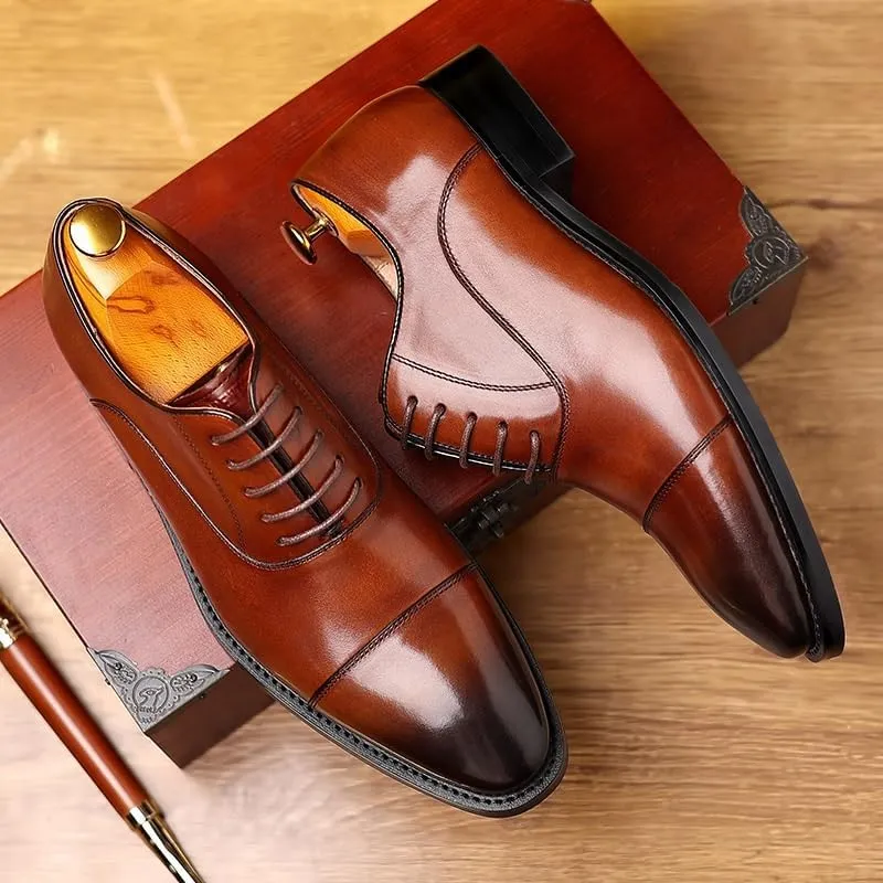 Men's Classic Lace-up Formal Oxfords Shoes Men Casual Pointed Toe Tuxedo Dress Shoes
