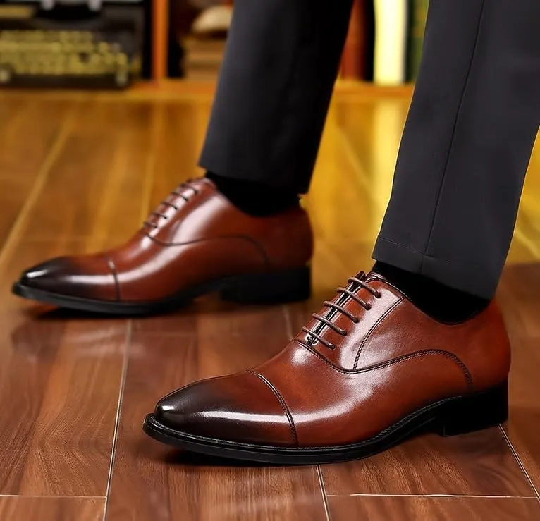Men's Classic Lace-up Formal Oxfords Shoes Men Casual Pointed Toe Tuxedo Dress Shoes
