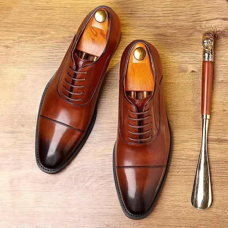 Men's Classic Lace-up Formal Oxfords Shoes Men Casual Pointed Toe Tuxedo Dress Shoes