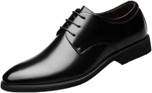 Mens Classic Lace Up Pointed Toe Leather Shoes Modern Casual Rubber Sole Oxfords