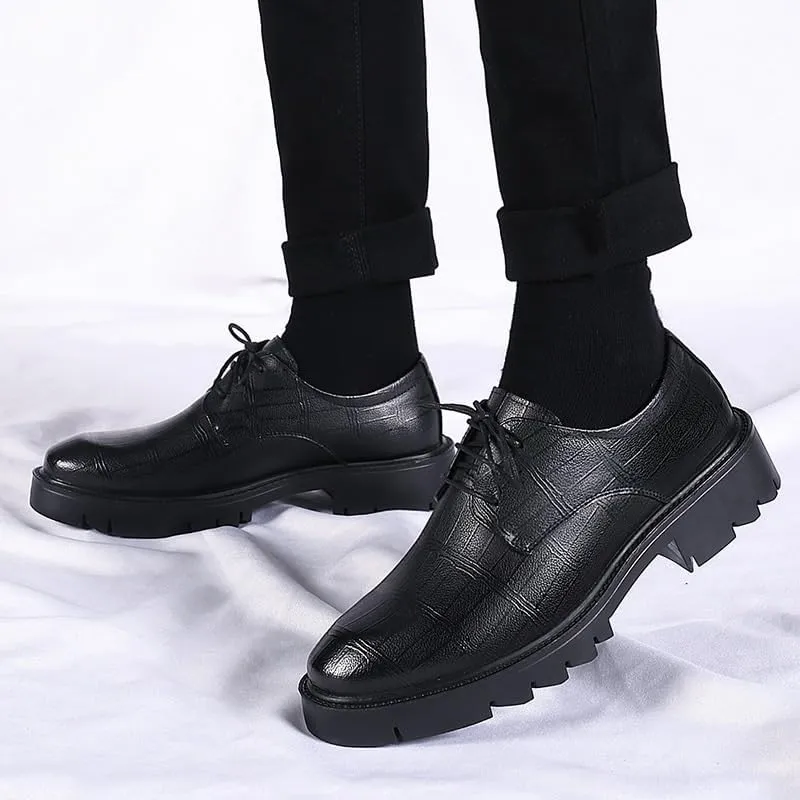 Men's Classic Leather Dress Shoes Men Formal Business Oxford Derby Shoes Wingtip Retro Brogue Shoes for Men(6.5)