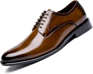 Men's Classic Leather Lace Up Dress Oxford Shoes Comfortable Low Heel Business Casual Shoes Modern Wedding Work Formal Shoes