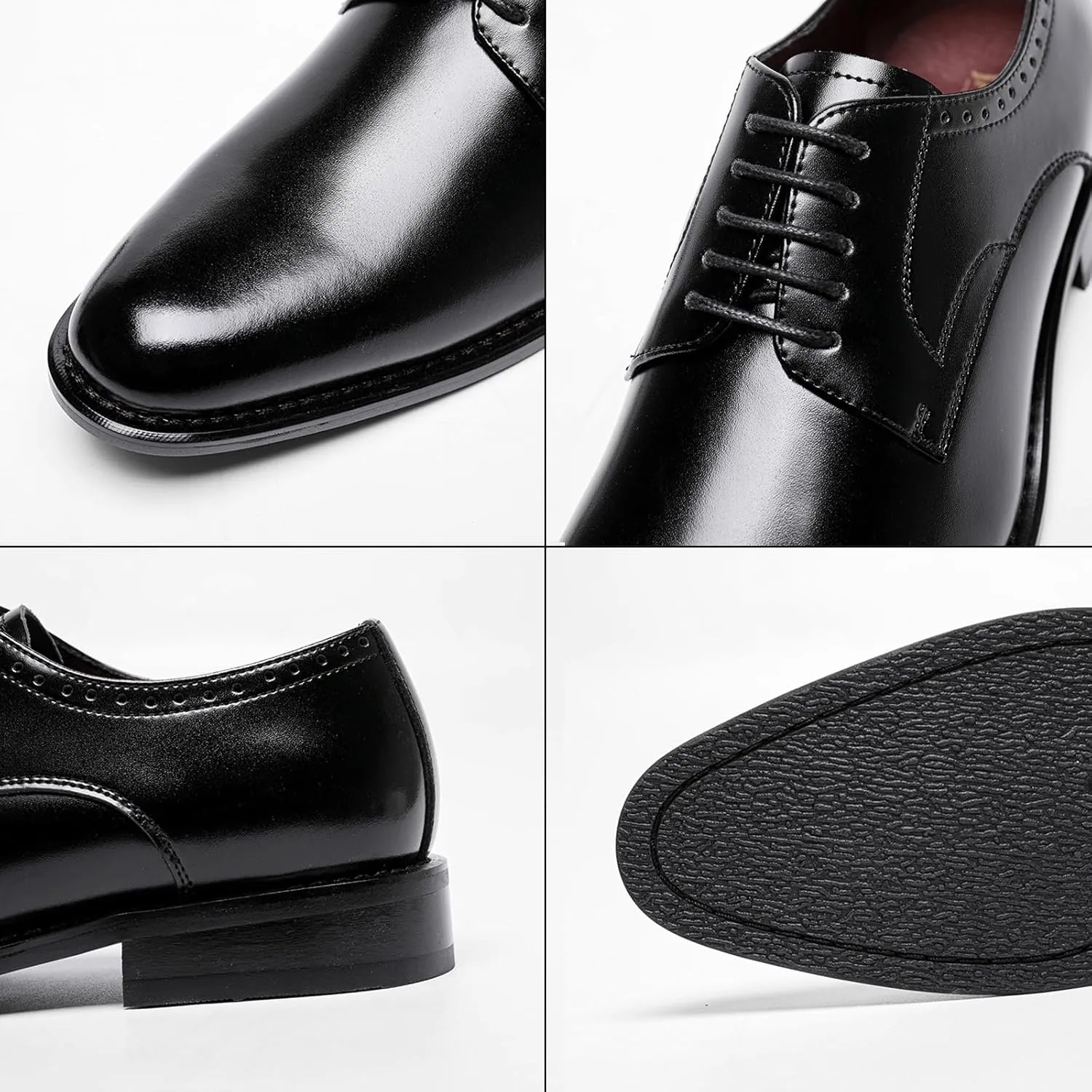 Men's Classic Leather Lace Up Dress Oxford Shoes Comfortable Low Heel Business Casual Shoes Modern Wedding Work Formal Shoes