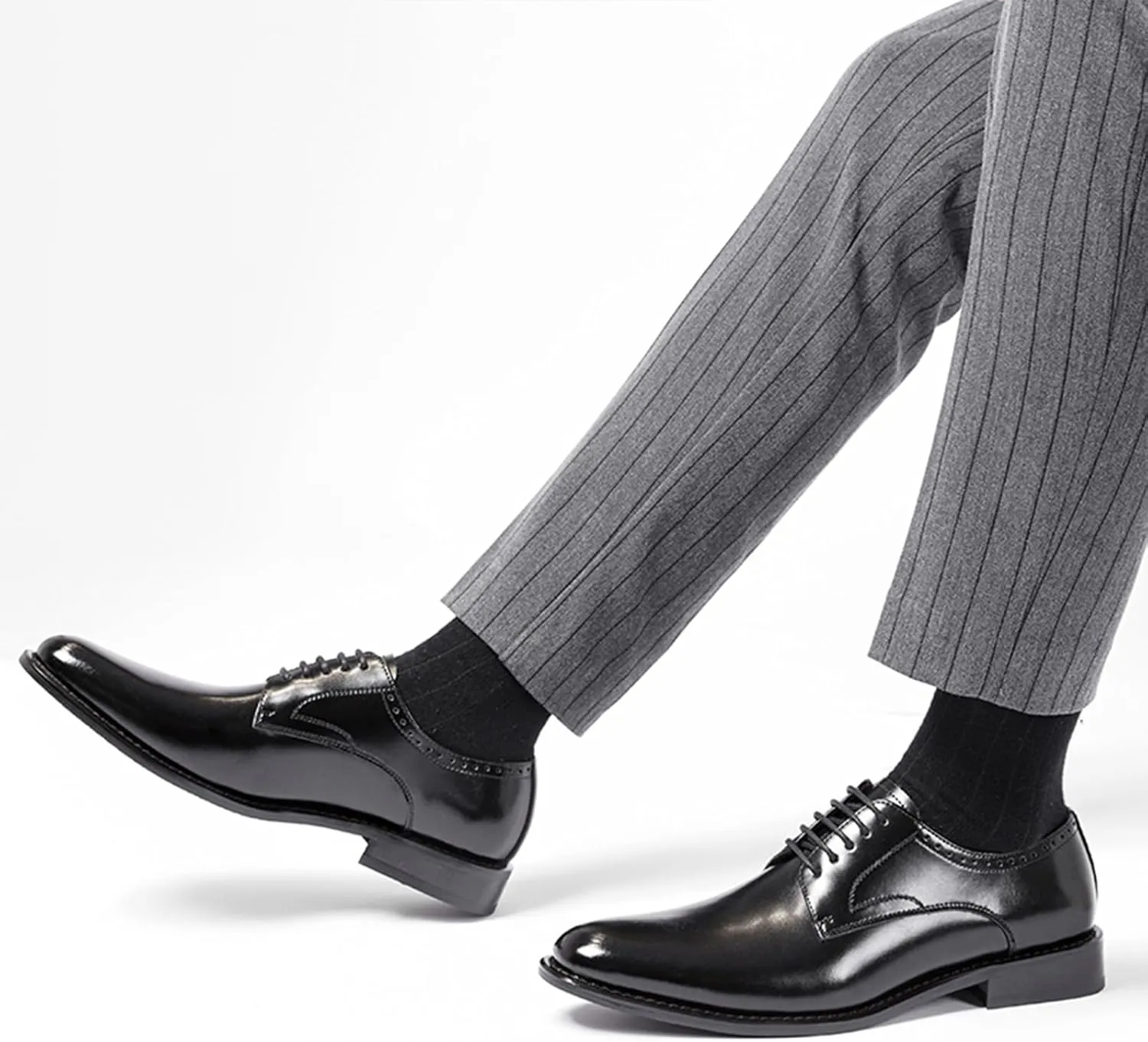 Men's Classic Leather Lace Up Dress Oxford Shoes Comfortable Low Heel Business Casual Shoes Modern Wedding Work Formal Shoes