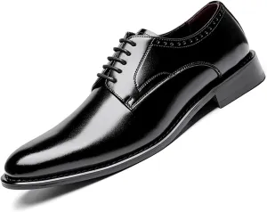 Men's Classic Leather Lace Up Dress Oxford Shoes Comfortable Low Heel Business Casual Shoes Modern Wedding Work Formal Shoes