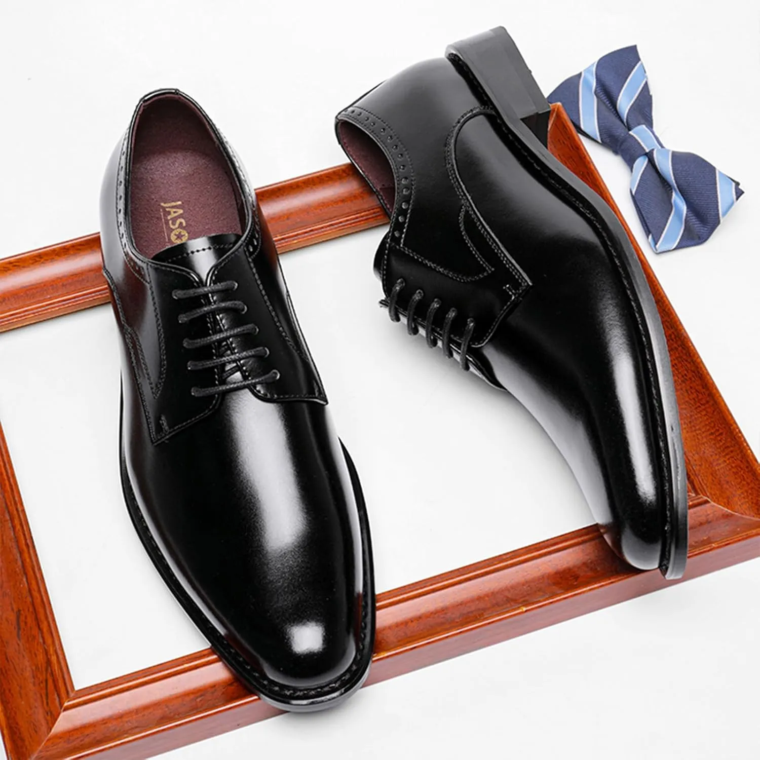 Men's Classic Leather Lace Up Dress Oxford Shoes Comfortable Low Heel Business Casual Shoes Modern Wedding Work Formal Shoes