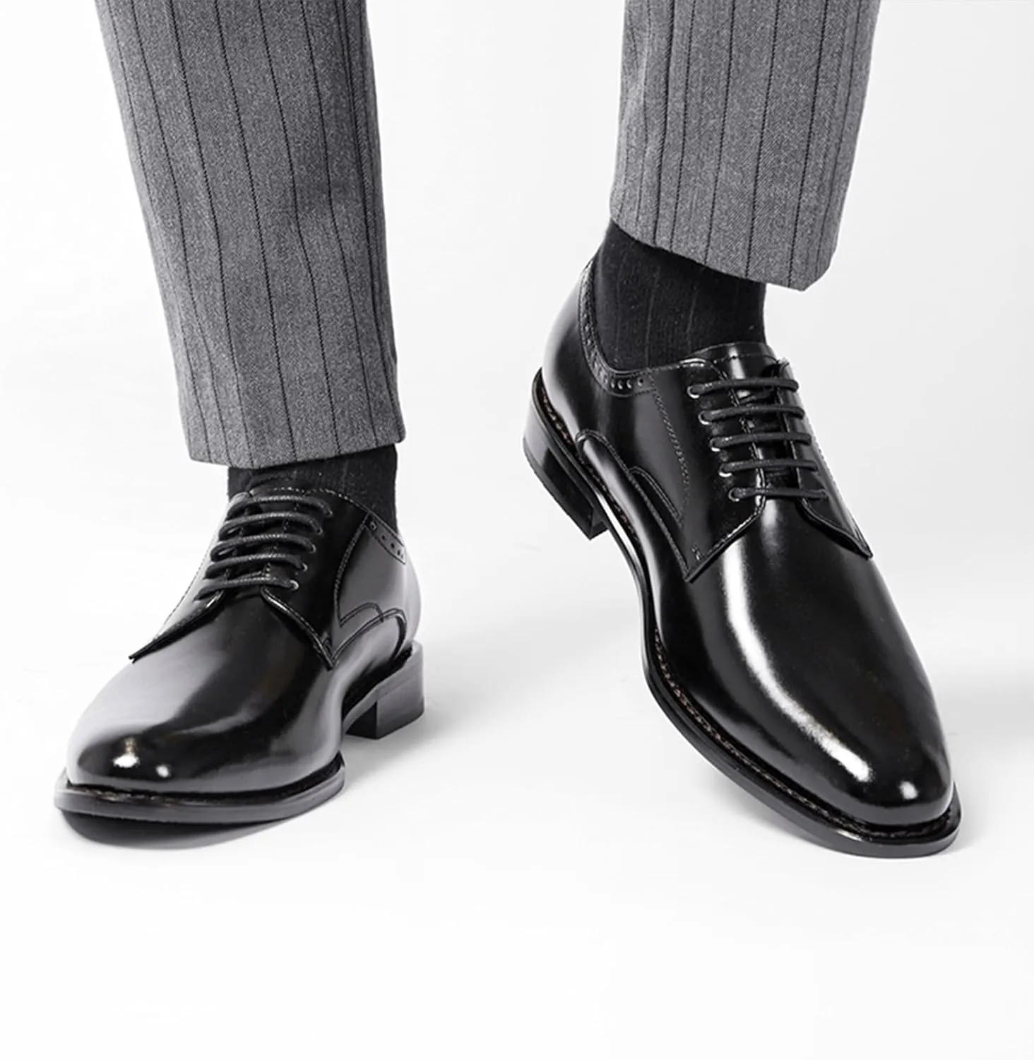 Men's Classic Leather Lace Up Dress Oxford Shoes Comfortable Low Heel Business Casual Shoes Modern Wedding Work Formal Shoes