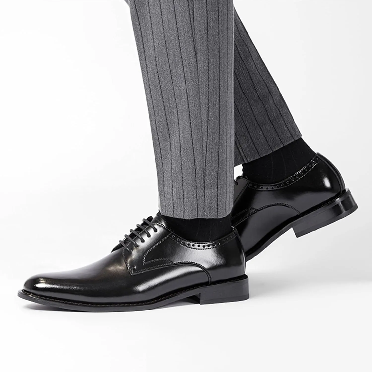 Men's Classic Leather Lace Up Dress Oxford Shoes Comfortable Low Heel Business Casual Shoes Modern Wedding Work Formal Shoes