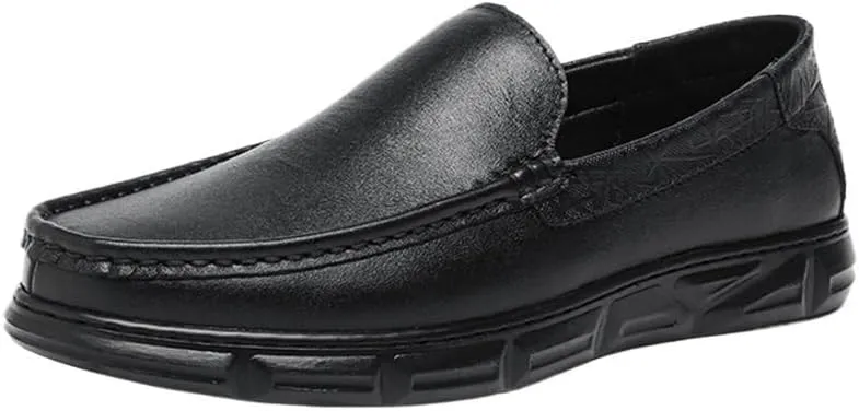 Mens Classic Loafers Slip On Leather Round Toe Comfortable Lightweight for Business Casual Office Work Shoes